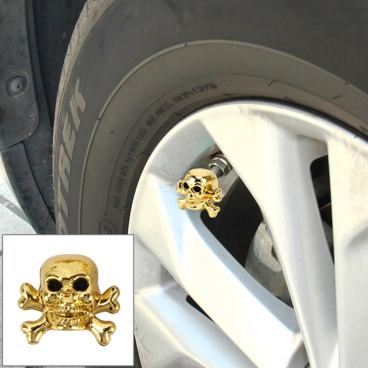 4 PCS Universal Skull Shape Gas Cap Mouthpiece Cover Gas Cap Tire Cap Car Motor Bicycle Tire Valve Caps(Gold) - Tire Valve Caps by PMC TechLife | Online Shopping South Africa | PMC TechLife | Buy Now Pay Later Mobicred