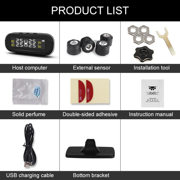Universal Car Wireless Solar Energy TPMS Tire Pressure Alarm System External Tire Monitor - Tire Pressure Gauges by PMC TechLife | Online Shopping South Africa | PMC TechLife | Buy Now Pay Later Mobicred