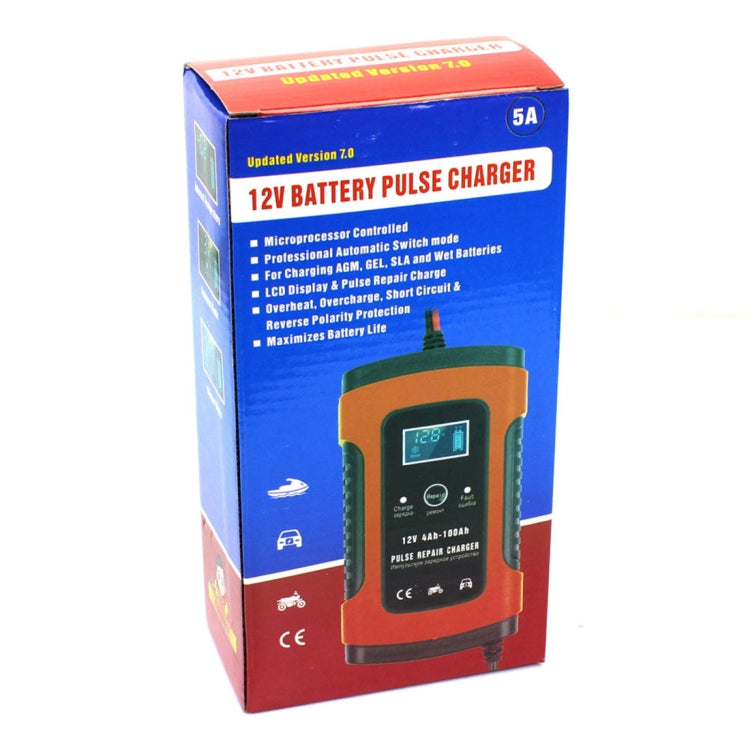 FOXSUR 12V 6A Intelligent Universal Battery Charger for Car Motorcycle, Length: 55cm, EU Plug(Red) - Battery Charger by FOXSUR | Online Shopping South Africa | PMC TechLife | Buy Now Pay Later Mobicred