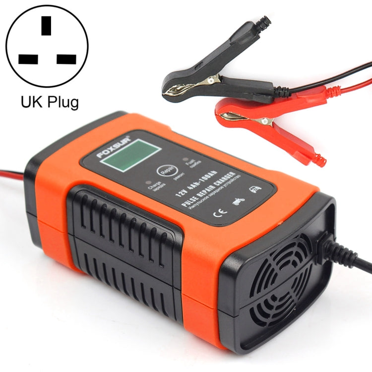 12V 6A Intelligent Universal Battery Charger for Car Motorcycle, Length: 55cm, UK Plug(Red) - Battery Charger by FOXSUR | Online Shopping South Africa | PMC TechLife | Buy Now Pay Later Mobicred