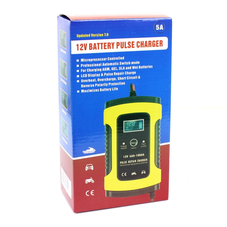 12V 6A Intelligent Universal Battery Charger for Car Motorcycle, Length: 55cm, UK Plug(Yellow) - Battery Charger by FOXSUR | Online Shopping South Africa | PMC TechLife | Buy Now Pay Later Mobicred