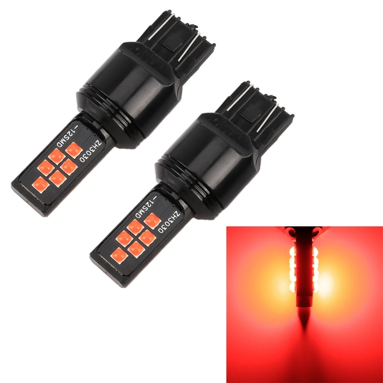 2 PCS 7443 DC9-16V / 3.5W Car Auto Brake Lights 12LEDs SMD-ZH3030 Lamps, with Constant Current(Red Light) - Brake Lights by PMC TechLife | Online Shopping South Africa | PMC TechLife | Buy Now Pay Later Mobicred