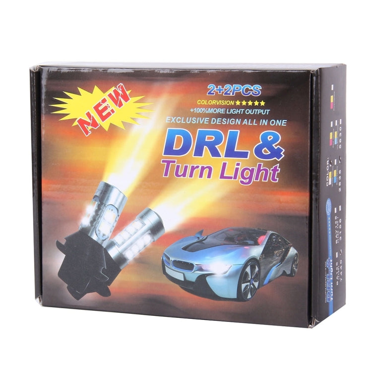 2 PCS T20/7440 10W 1000 LM 6000K White + Yellow Light DRL&Turn Light with 42 SMD-2835-LED Lamp���DC 12-24V - Arrow Turn Lights by PMC TechLife | Online Shopping South Africa | PMC TechLife | Buy Now Pay Later Mobicred