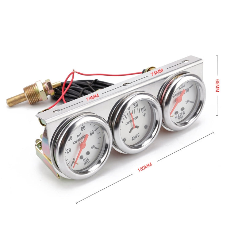 52mm 12V Universal Car Modified Triple Meter 3 in 1 Gauge Oil Press Gauge + Water Temperature Gauge + Ammeter, with Sensor - Clocks & Car Meters by PMC TechLife | Online Shopping South Africa | PMC TechLife | Buy Now Pay Later Mobicred