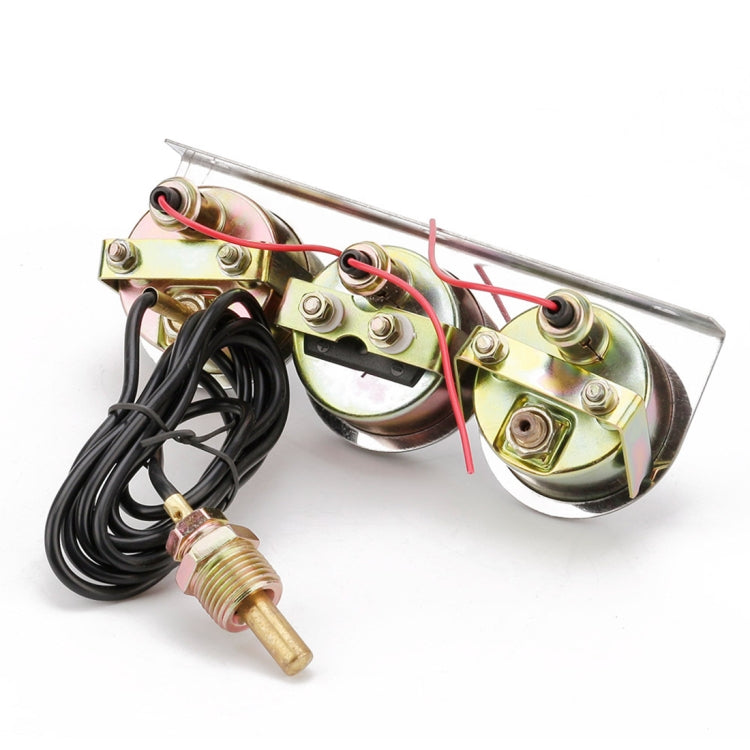 52mm 12V Universal Car Modified Triple Meter 3 in 1 Gauge Oil Press Gauge + Water Temperature Gauge + Ammeter, with Sensor - Clocks & Car Meters by PMC TechLife | Online Shopping South Africa | PMC TechLife | Buy Now Pay Later Mobicred