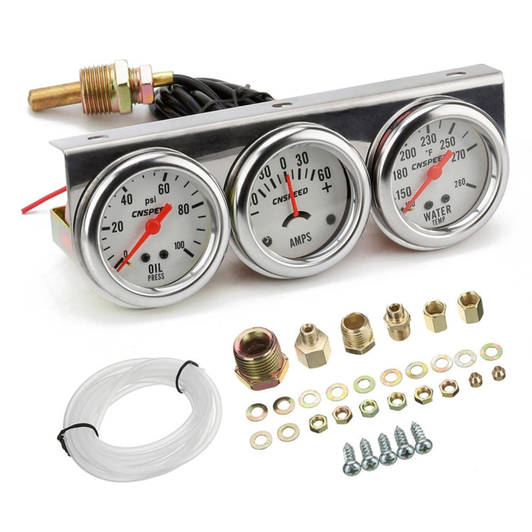 52mm 12V Universal Car Modified Triple Meter 3 in 1 Gauge Oil Press Gauge + Water Temperature Gauge + Ammeter, with Sensor - Clocks & Car Meters by PMC TechLife | Online Shopping South Africa | PMC TechLife | Buy Now Pay Later Mobicred