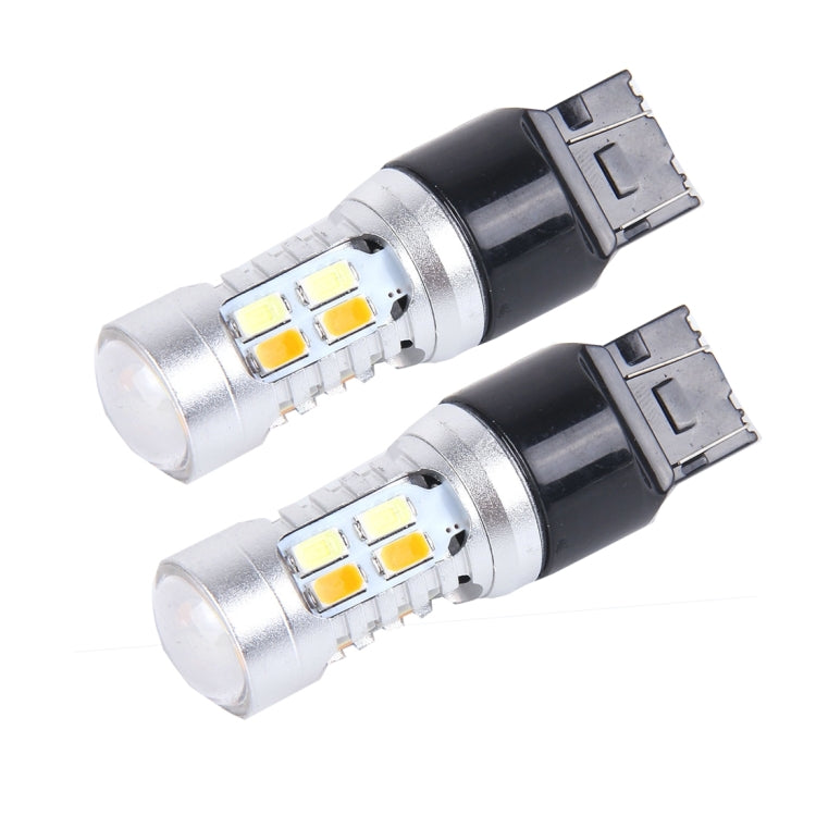 2 PCS T20/7443 10W 1000 LM 6000K White + Yellow Light Turn Signal Light with 20 SMD-5730-LED Lamps And Len. DC 12-24V - Arrow Turn Lights by PMC TechLife | Online Shopping South Africa | PMC TechLife | Buy Now Pay Later Mobicred