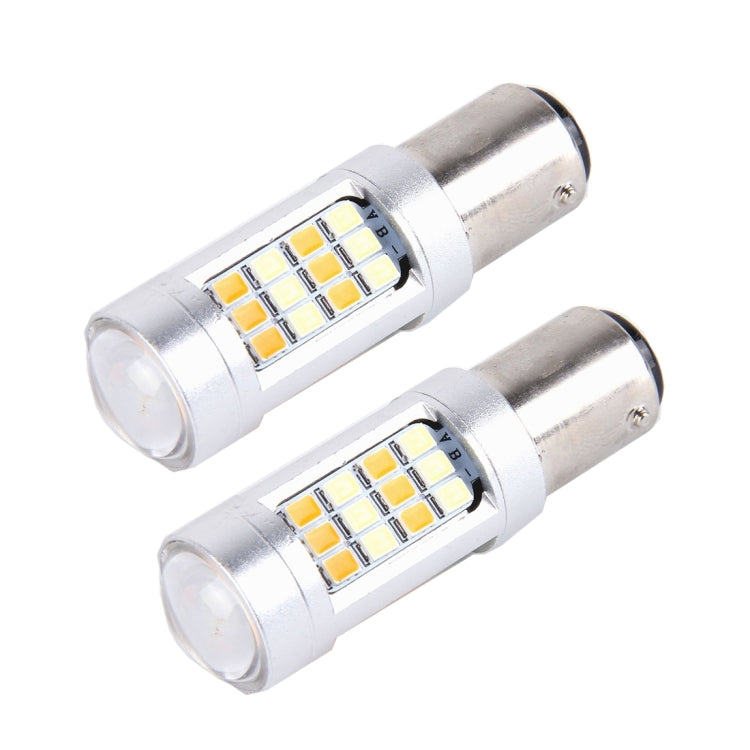2 PCS 1157 10W 1000 LM 6000K White + Yellow Light Turn Signal Light with 42 SMD-2835-LED Lamps And Len. DC 12-24V - free shipping - PMC TechLife - Order now!