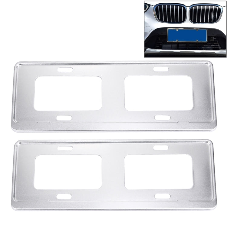 2 PCS Car License Plate Magnesium Alloy Bracket Frame Holder Stand Mount(Silver) - License Plate Covers & Frames by PMC TechLife | Online Shopping South Africa | PMC TechLife | Buy Now Pay Later Mobicred
