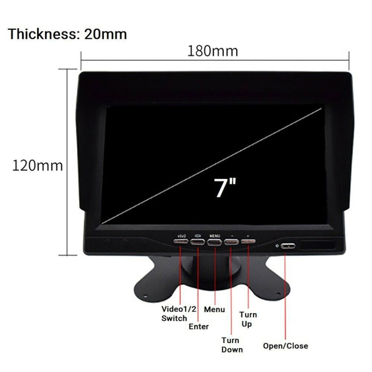 PZ612-AHD IP67 120 Degree Car AHD 1080P 2 Megapixels 7 inch 1-Way Rearview Mirror Monitor, Night Vision Full Color - Rear View Cameras by PMC TechLife | Online Shopping South Africa | PMC TechLife | Buy Now Pay Later Mobicred