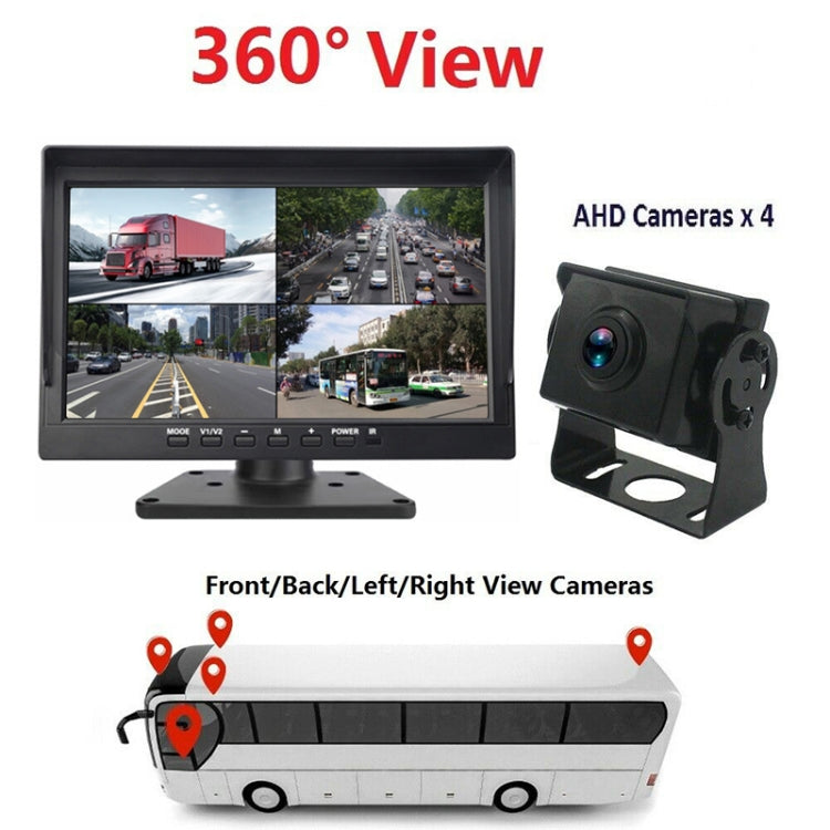 PZ612-4AHD IP67 120 Degree Car AHD 1080P 2 Megapixels 10 inch 4-Way Rearview Mirror Monitor, Night Vision Full Color, with Video Function - Rear View Cameras by PMC TechLife | Online Shopping South Africa | PMC TechLife | Buy Now Pay Later Mobicred