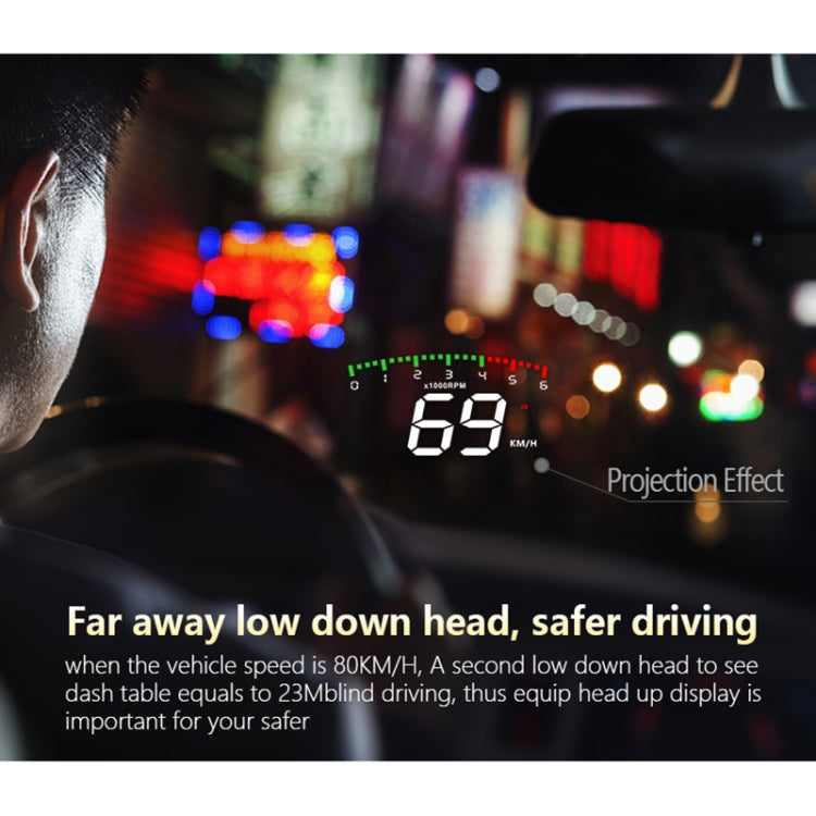 A900 OBD2 3.5 inch Vehicle-mounted Head Up Display Security System, Support Car Speed / Engine Revolving Speed Display / Water Temperature / Voltage / Driving Mileage - Head Up Display System by PMC TechLife | Online Shopping South Africa | PMC TechLife | Buy Now Pay Later Mobicred