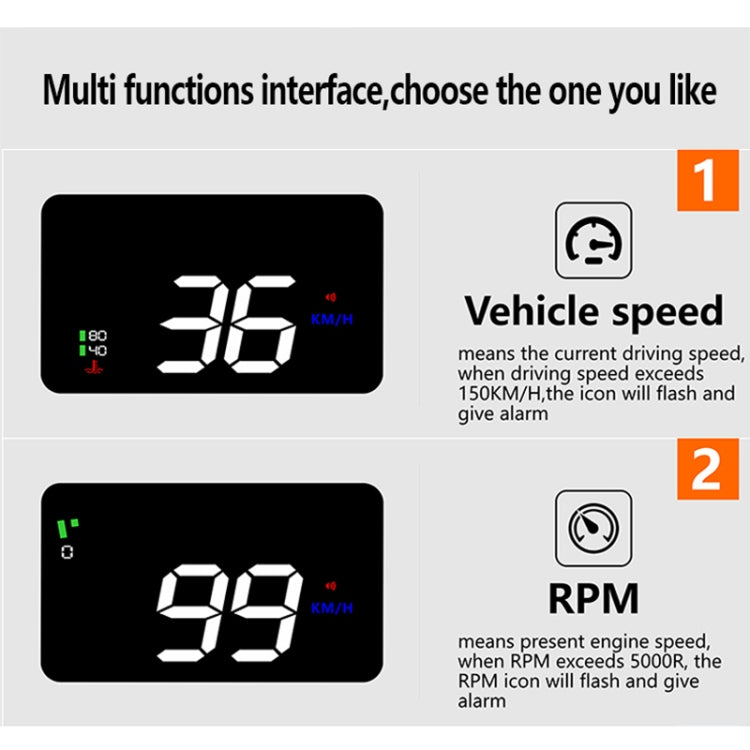 A900 OBD2 3.5 inch Vehicle-mounted Head Up Display Security System, Support Car Speed / Engine Revolving Speed Display / Water Temperature / Voltage / Driving Mileage - Head Up Display System by PMC TechLife | Online Shopping South Africa | PMC TechLife | Buy Now Pay Later Mobicred