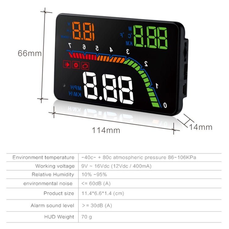 T100 OBD2 4 inch Vehicle-mounted Head Up Display Security System, Support Car Speed / Engine Revolving Speed Display / Instantaneous Fuel Consumption / Detection and Elimination Fault Code - free shipping - PMC TechLife - Order now!
