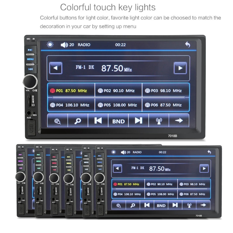 7018B 7.0 inch HD Touch Screen Dual DIN Car Radio Bluetooth Stereo MP3 / MP4 / MP5 Player with Remote Control, with Rearview Camera, 6800 Module, Support  FM / TF Card / USB Flash Disk - Car MP3 & MP4 & MP5 by PMC TechLife | Online Shopping South Africa | PMC TechLife | Buy Now Pay Later Mobicred