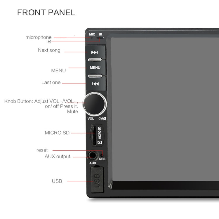 7018B 7.0 inch HD Touch Screen Dual DIN Car Radio Bluetooth Stereo MP3 / MP4 / MP5 Player with Remote Control, with Rearview Camera, 6800 Module, Support  FM / TF Card / USB Flash Disk - Car MP3 & MP4 & MP5 by PMC TechLife | Online Shopping South Africa | PMC TechLife | Buy Now Pay Later Mobicred