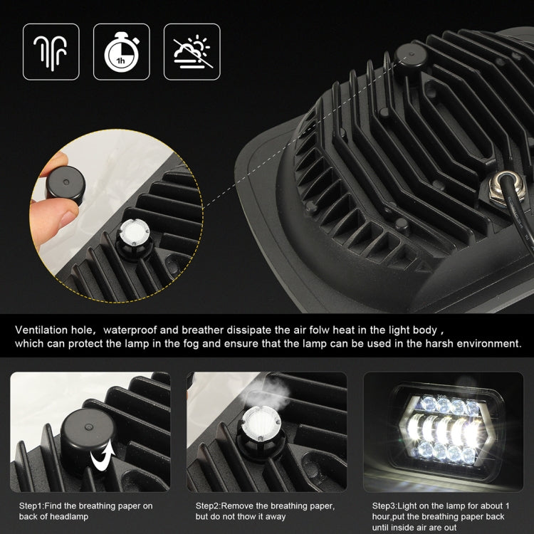 7 inch H4 DC 9V-30V 3000LM 6000K 30W IP67 8LED Lamp Beads Car Square Shape LED Headlight Lamps for Jeep Wrangler - Work Lights by PMC TechLife | Online Shopping South Africa | PMC TechLife | Buy Now Pay Later Mobicred