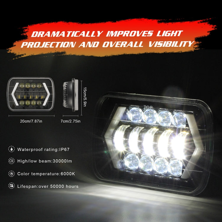 7 inch H4 DC 9V-30V 3000LM 6000K 30W IP67 8LED Lamp Beads Car Square Shape LED Headlight Lamps for Jeep Wrangler - Work Lights by PMC TechLife | Online Shopping South Africa | PMC TechLife | Buy Now Pay Later Mobicred
