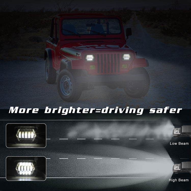 7 inch H4 DC 9V-30V 3000LM 6000K 30W IP67 8LED Lamp Beads Car Square Shape LED Headlight Lamps for Jeep Wrangler - Work Lights by PMC TechLife | Online Shopping South Africa | PMC TechLife | Buy Now Pay Later Mobicred