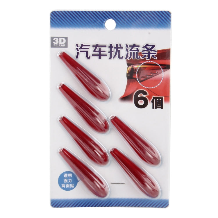 6 PCS Universal Resin Rear Spoiler Car Auto Rear Spoiler Exterior Rear Spoiler Kit Car Crash Strip Spoiler Routed Board Mute Rectifier Noise Reduction Spoiler(Red) - Decorative Sticker by PMC TechLife | Online Shopping South Africa | PMC TechLife