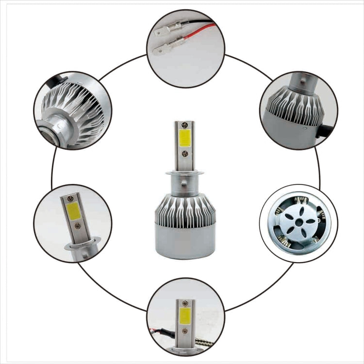 2pcs H3 18W 1800LM 6000K Waterproof IP68 Car Auto LED Headlight with 2 COB LED Lamps, DC 9-36V(White Light) - LED Headlamps by PMC TechLife | Online Shopping South Africa | PMC TechLife | Buy Now Pay Later Mobicred
