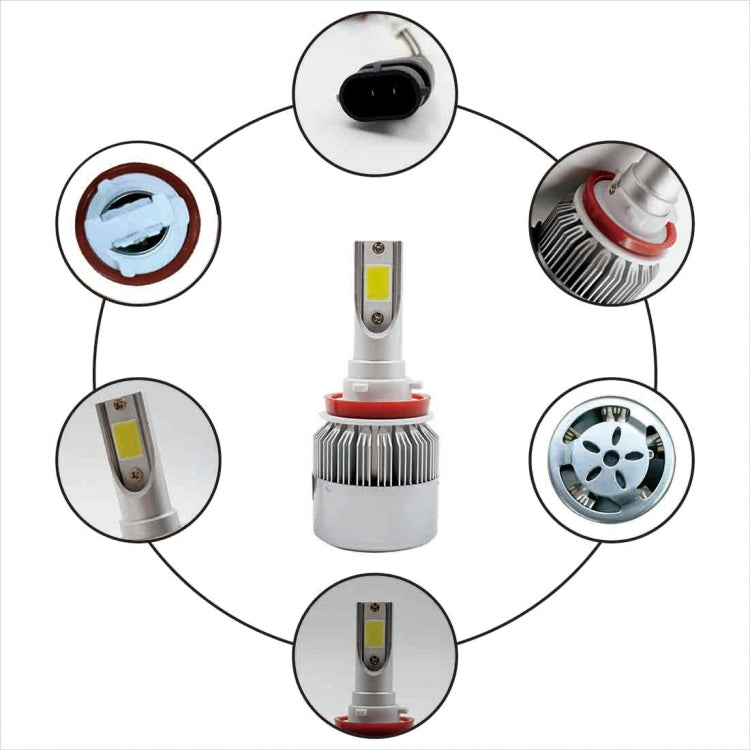 2pcs H8/H11 18W 1800LM 6000K Water-resistant IP68 Car Auto LED Headlight with 2 COB LED Lamps, DC 9-36V(White Light) - LED Headlamps by PMC TechLife | Online Shopping South Africa | PMC TechLife | Buy Now Pay Later Mobicred
