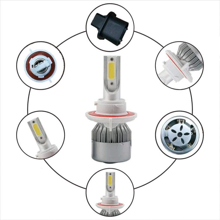 2pcs H13 18W 1800LM 6000K Waterproof IP68 Car Auto LED Headlight with 2 COB LED Lamps, DC 9-36V(White Light) - LED Headlamps by PMC TechLife | Online Shopping South Africa | PMC TechLife | Buy Now Pay Later Mobicred