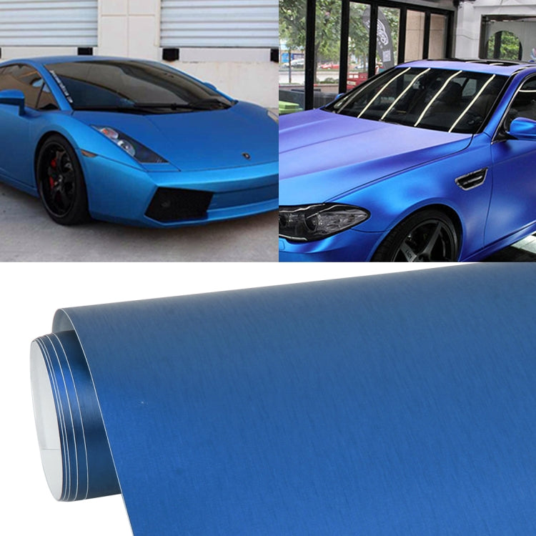 1.52 * 0.5m Waterproof PVC Wire Drawing Brushed Chrome Vinyl Wrap Car Sticker Automobile Ice Film Stickers Car Styling Matte Brushed Car Wrap Vinyl Film (Blue) - Auto Film by PMC Jewellery | Online Shopping South Africa | PMC Jewellery | Buy Now Pay Later Mobicred