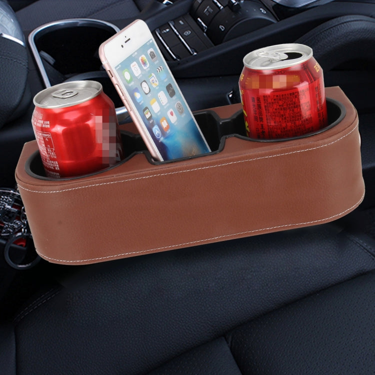 Car Seat Crevice Storage Box Cup Drink Holder Auto Pocket Stowing Tidying for Phone Pad Card Coin Case Car Accessories(Brown) - Car Drink Holders by PMC Jewellery | Online Shopping South Africa | PMC Jewellery | Buy Now Pay Later Mobicred