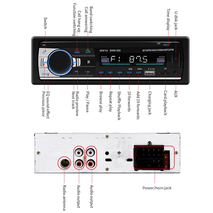 SWM-530 12V Universal Car Dual USB Charger Radio Receiver MP3 Player, Support FM & Bluetooth with Remote Control - free shipping - PMC TechLife - Order now!