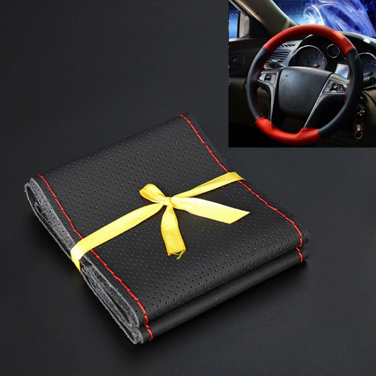Four Seasons Genuine Leather Hand-stitched Car Adaptation Steering Wheel Cover for 38cm Steering Wheel - free shipping - PMC Jewellery - Order now!