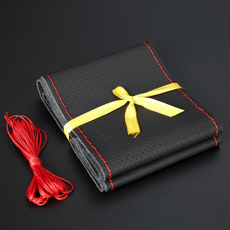 Four Seasons Genuine Leather Hand-stitched Car Adaptation Steering Wheel Cover for 38cm Steering Wheel - free shipping - PMC Jewellery - Order now!