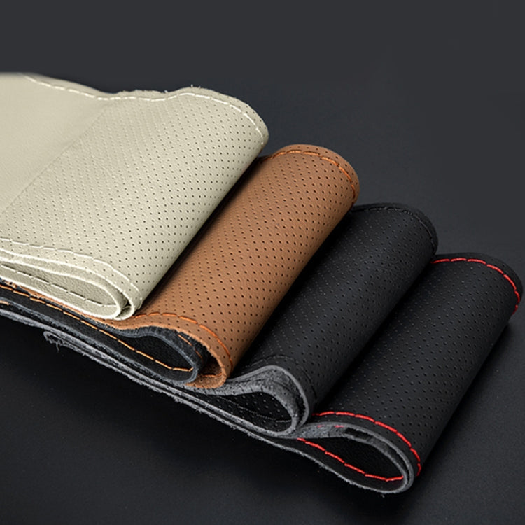 Four Seasons Genuine Leather Hand-stitched Car Adaptation Steering Wheel Cover for 38cm Steering Wheel - free shipping - PMC Jewellery - Order now!