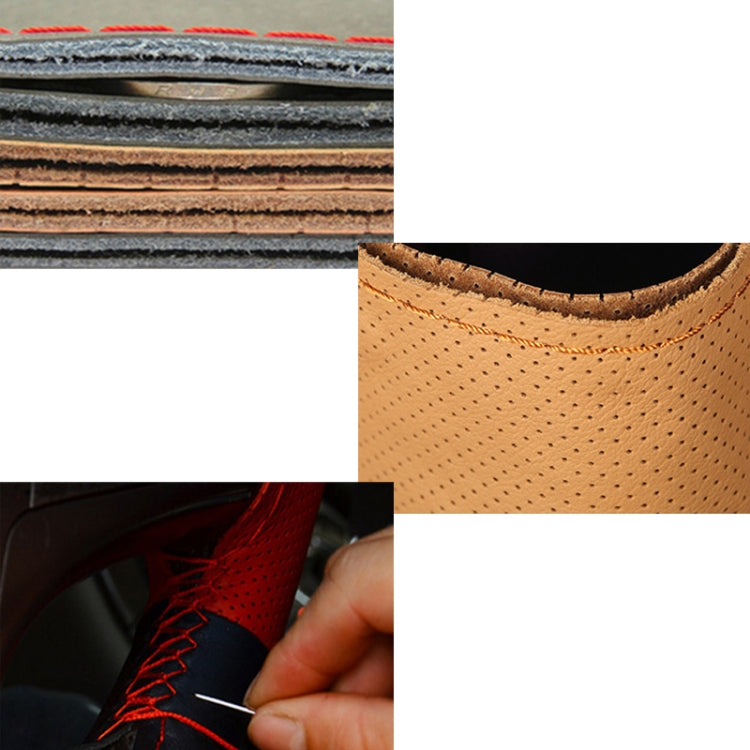 Four Seasons Genuine Leather Hand-stitched Car Adaptation Steering Wheel Cover for 38cm Steering Wheel - free shipping - PMC Jewellery - Order now!