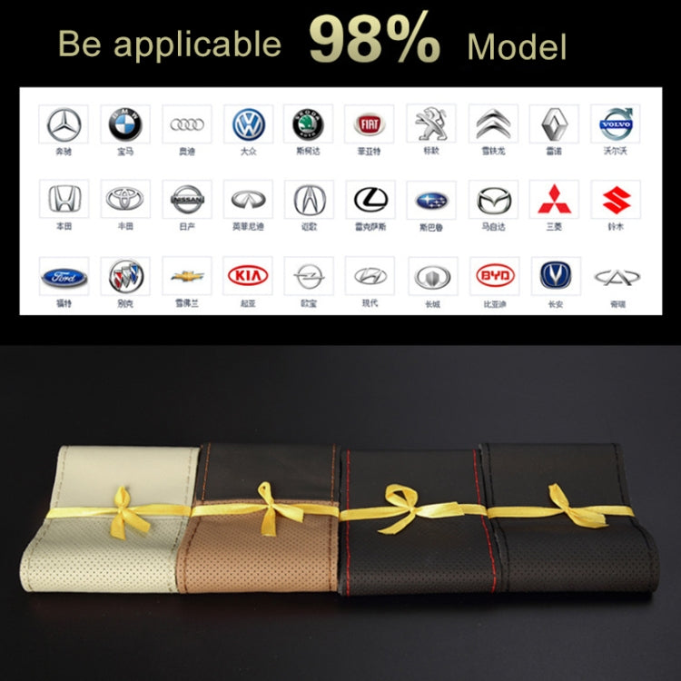 Four Seasons Genuine Leather Hand-stitched Car Adaptation Steering Wheel Cover for 38cm Steering Wheel - free shipping - PMC Jewellery - Order now!