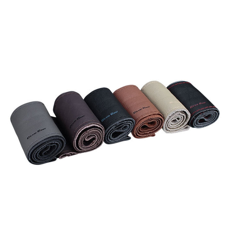 Car Universal Genuine Leather Hand-stitched Steering Wheel Cover(Beige) - Steering Wheel Accessories by PMC TechLife | Online Shopping South Africa | PMC TechLife | Buy Now Pay Later Mobicred