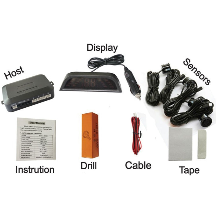 PZ-303-W Car Parking Reversing Buzzer and LED Monitor Parking Alarm Assistance System with 4 Rear Radar - Radar Detectors by PMC TechLife | Online Shopping South Africa | PMC TechLife | Buy Now Pay Later Mobicred