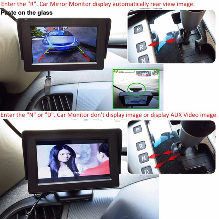 PZ601-C TFT LCD 2 Video Input 4.3 Inch Parking Monitor 2 in 1 with 648*488 Pixels Rear View Camera Glass Lens with 6m RCA Video Cable - Rear View Cameras by PMC TechLife | Online Shopping South Africa | PMC TechLife | Buy Now Pay Later Mobicred