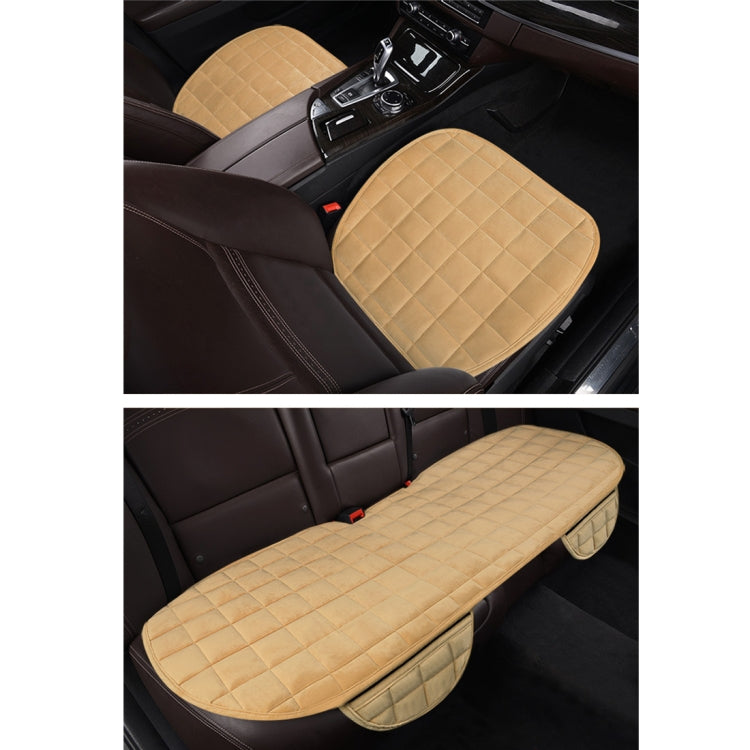 3 PCS / Set  Warm Car Seat Cover Cushion Five Seats Universal Two Front Row Seat Covers and One Back Row Seat Cover Car Non-slip Chair Pad Warm Car Mats No Back Plush Cushion(Khaki) - Seat Accessories by PMC TechLife | Online Shopping South Africa | PMC TechLife | Buy Now Pay Later Mobicred