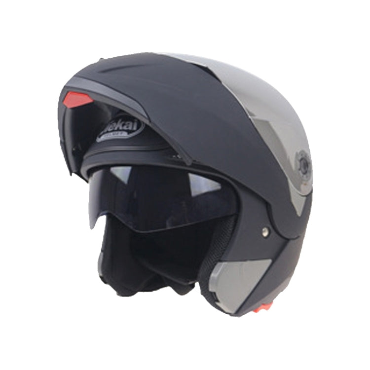 JIEKAI 105 Full Face Helmet Electromobile Motorcycle Double Lens Protective Helmet, Size: M (Matte Black+Silver) - free shipping - PMC TechLife - Order now!