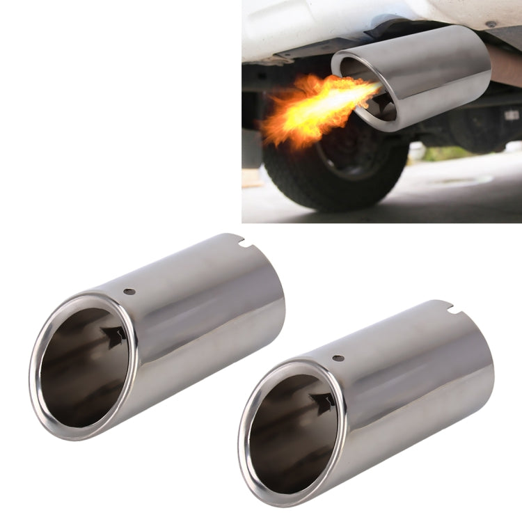 2 PCS Car Styling Stainless Steel Exhaust Tail Muffler Tip Pipe for VW Volkswagen 1.8T/2T Swept Volume, Audi A1/A3/A4L/Q3/Q5(Silver) - Exhaust Pipes by PMC TechLife | Online Shopping South Africa | PMC TechLife | Buy Now Pay Later Mobicred