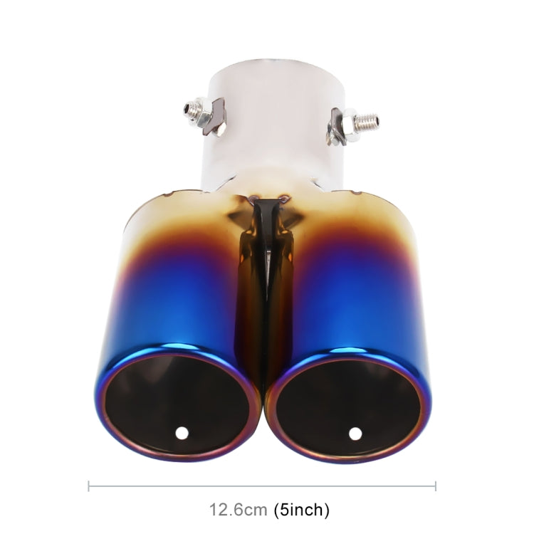 Universal Car Styling Stainless Steel Curved Double Outlets Exhaust Tail Muffler Tip Pipe(Blue) - free shipping - PMC TechLife - Order now!