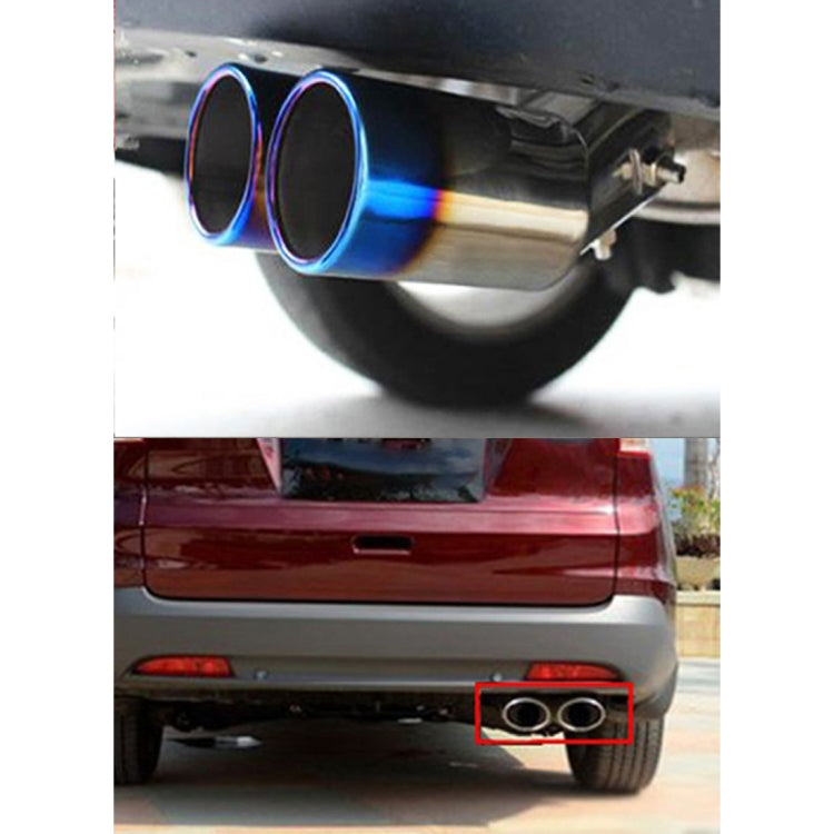 Universal Car Styling Stainless Steel Curved Double Outlets Exhaust Tail Muffler Tip Pipe(Blue) - free shipping - PMC TechLife - Order now!