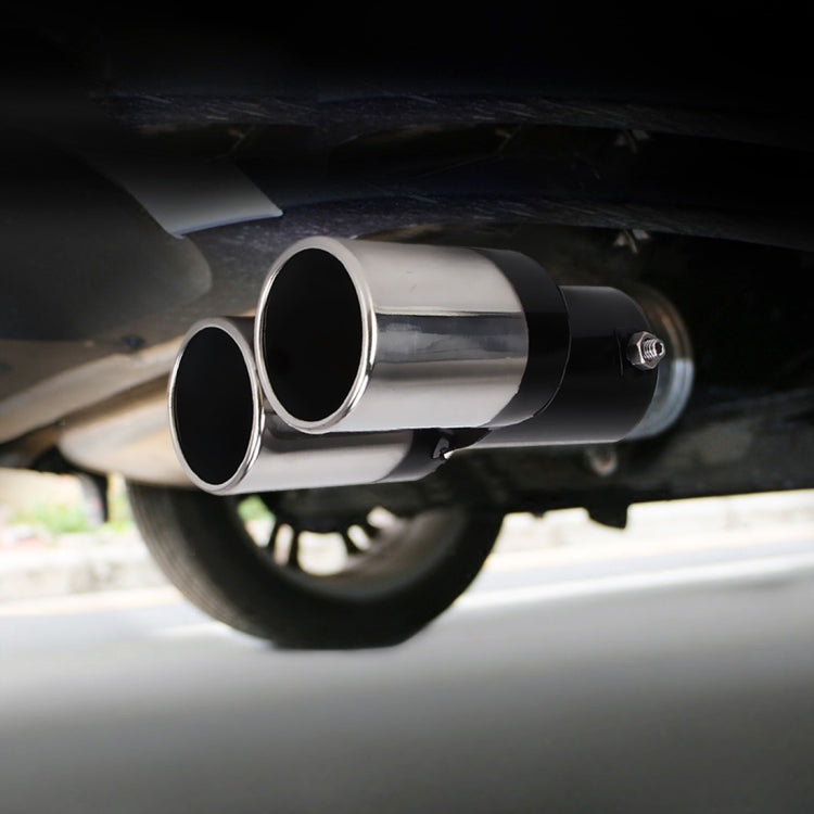 Universal Car Styling Stainless Steel Straight Double Outlets Exhaust Tail Muffler Tip Pipe(Black) - Exhaust Pipes by PMC TechLife | Online Shopping South Africa | PMC TechLife | Buy Now Pay Later Mobicred