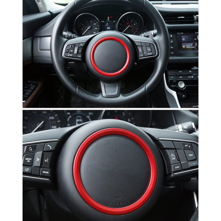 Car Auto Steering Wheel Aluminum Alloy Ring Cover Trim Sticker Decoration for Jaguar(Red) - free shipping - PMC Jewellery - Order now!