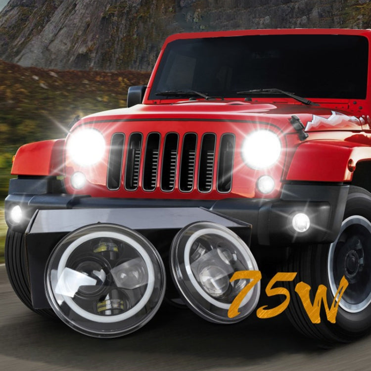 2 PCS 7 inch IP68 Waterproof 6500K 75W LED Headlight Hi/Lo Beam Driving Lamp for Jeep Wrangler JK TJ LJ - Work Lights by PMC TechLife | Online Shopping South Africa | PMC TechLife | Buy Now Pay Later Mobicred