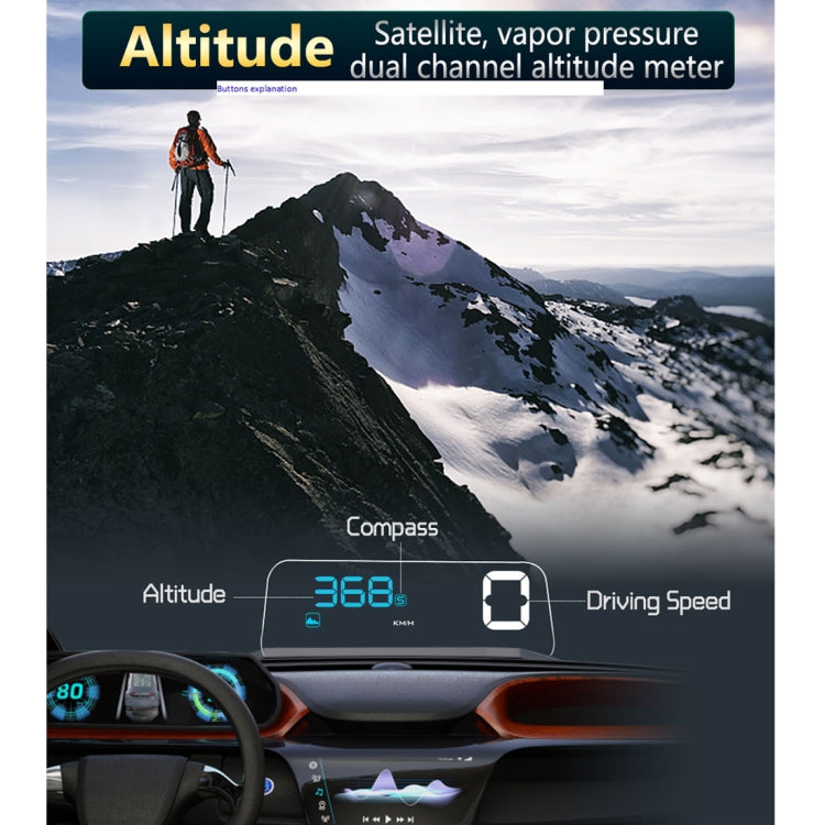 T900 Car GPS HUD Virtual HD Reflection Board Head-up Display, Speed & Driving Distance / Time Display, Over Speed & Voltage & Low Voltage Alarm, Fatigue Driving - Head Up Display System by PMC TechLife | Online Shopping South Africa | PMC TechLife | Buy Now Pay Later Mobicred