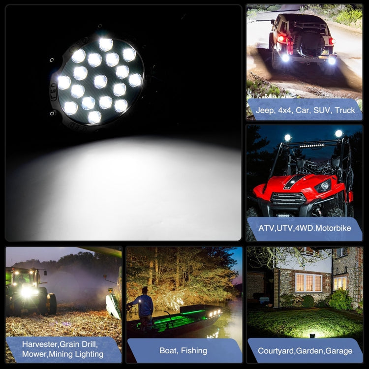 2 PCS 51W 3500LM 6500K White Light 17 LED Waterproof Car Boat Marine Work Lights Spotlight LED Bulbs, 30 Degrees Adjustable, DC 10-30V(Red) - Work Lights by PMC TechLife | Online Shopping South Africa | PMC TechLife | Buy Now Pay Later Mobicred