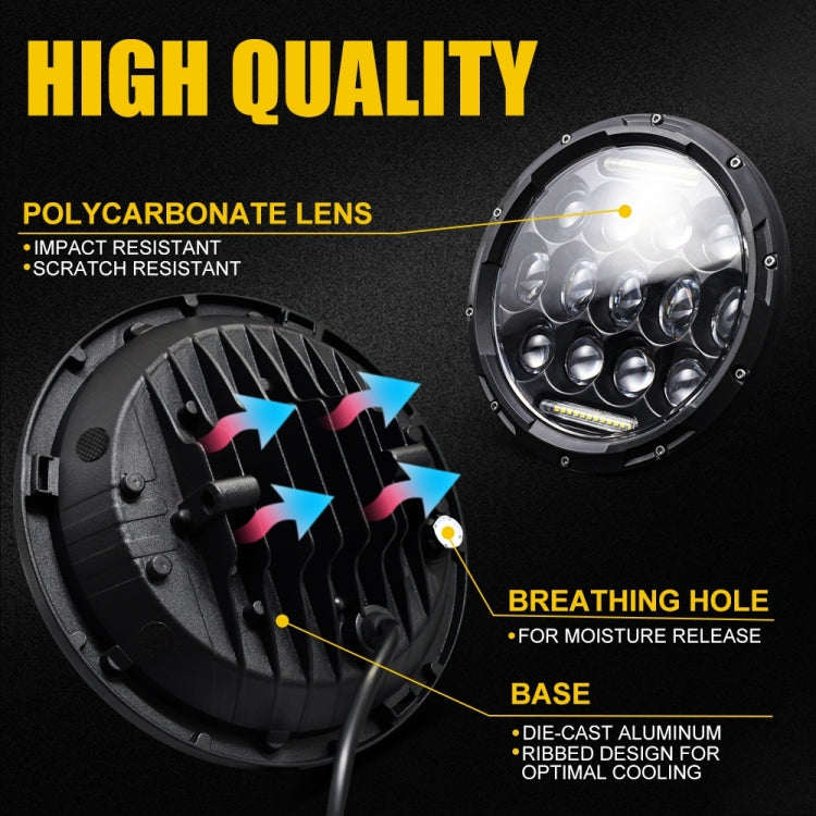2 PCS 7 inch DC10-48V 36W 6000K Harley Motorcycle Headlight with 12 SMD-5630-LED Lamps and 12 Crystal Lamp Beads(White Light) - Work Lights by PMC TechLife | Online Shopping South Africa | PMC TechLife | Buy Now Pay Later Mobicred