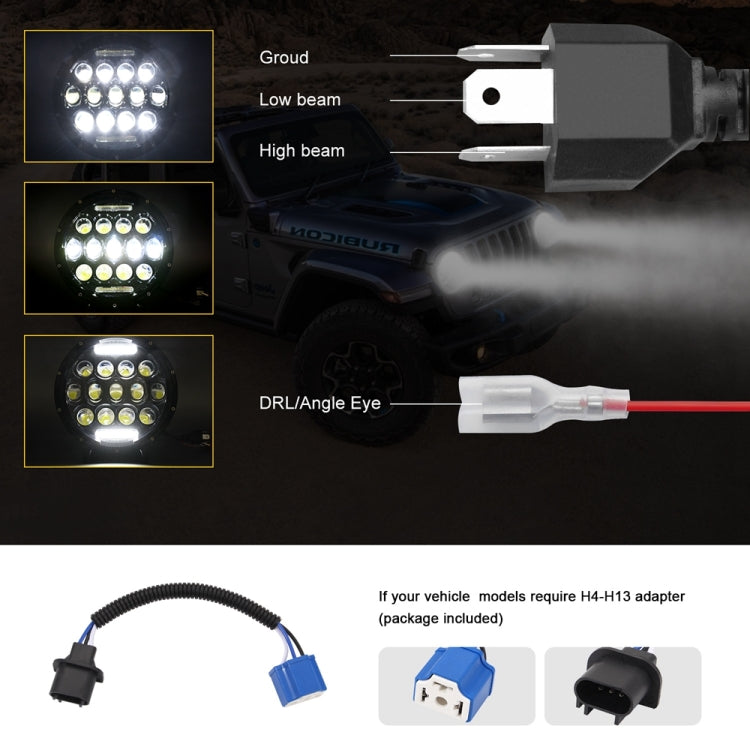 2 PCS 7 inch DC10-48V 36W 6000K Harley Motorcycle Headlight with 12 SMD-5630-LED Lamps and 12 Crystal Lamp Beads(White Light) - Work Lights by PMC TechLife | Online Shopping South Africa | PMC TechLife | Buy Now Pay Later Mobicred